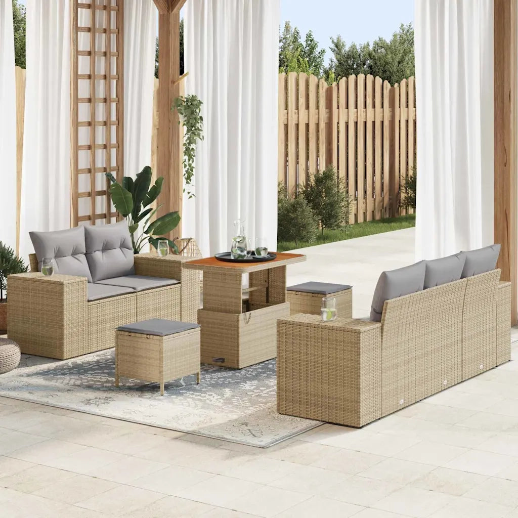 Set Divano da Giardino 8 pcs Beige polyrattan
