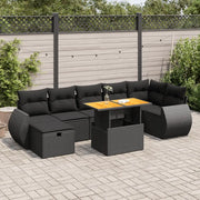 Set Divani da Giardino 5 pz con Cuscini Nero Polyrattan Acacia 3328063