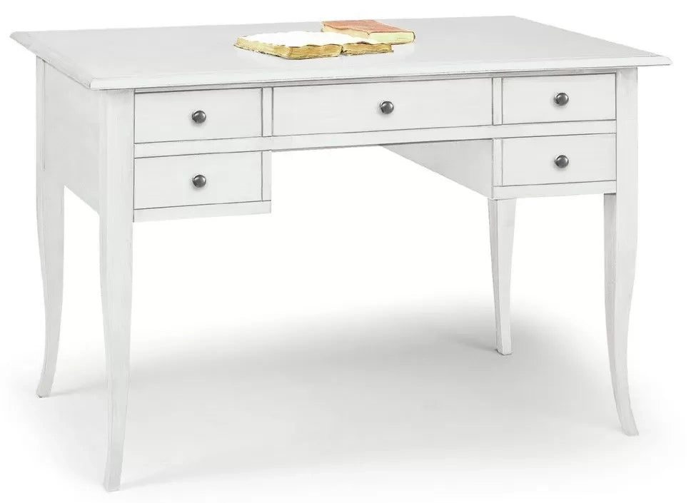 Scrivania arte povera 5 cassetti legno bianco 105x56x81 (1110) - Mobili 2G
