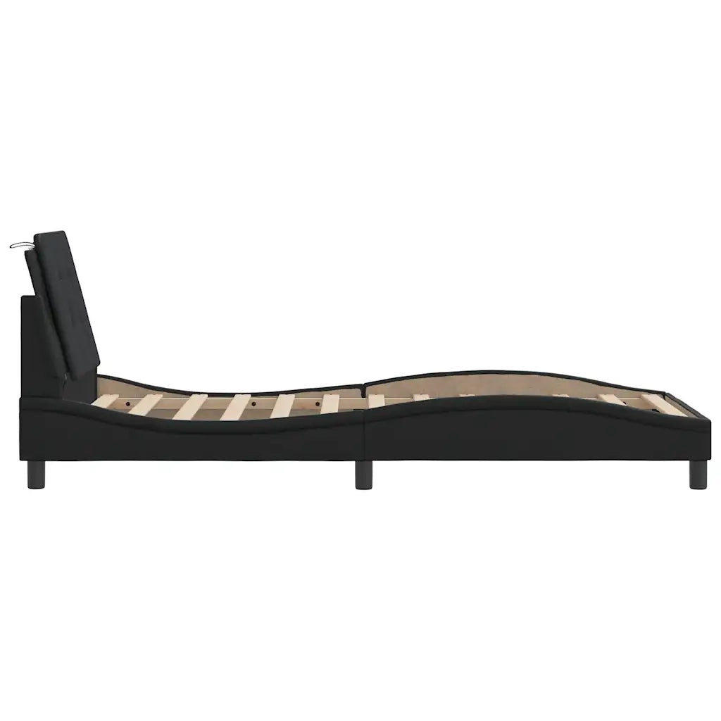 Letto singolo | Letto per adulti | Giroletto senza Materasso Zadar Nero 100x200 cm in Similpelle