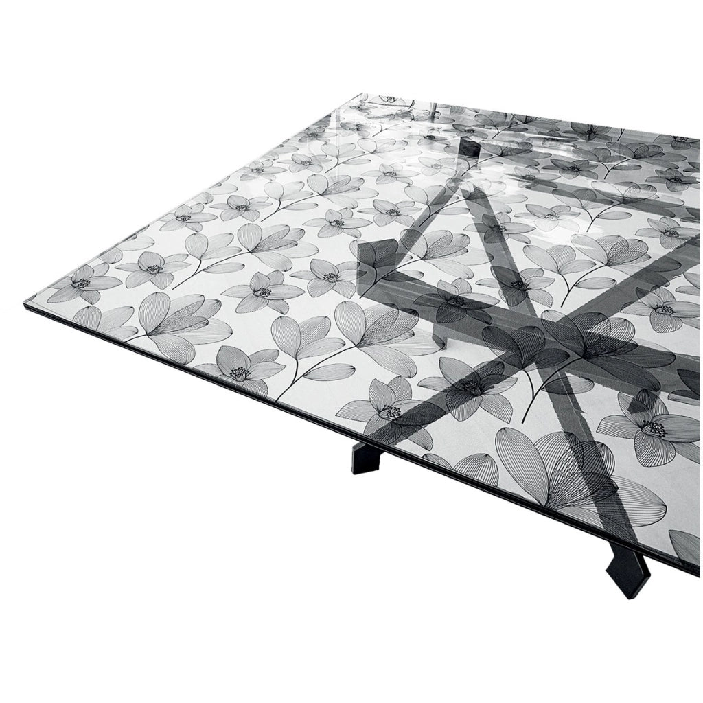 Tovaglia Trasparente Decorata Glitterata Pellicola Pvc 100x480 Cm Tavolo Antimacchia Spessa Fiori (C)