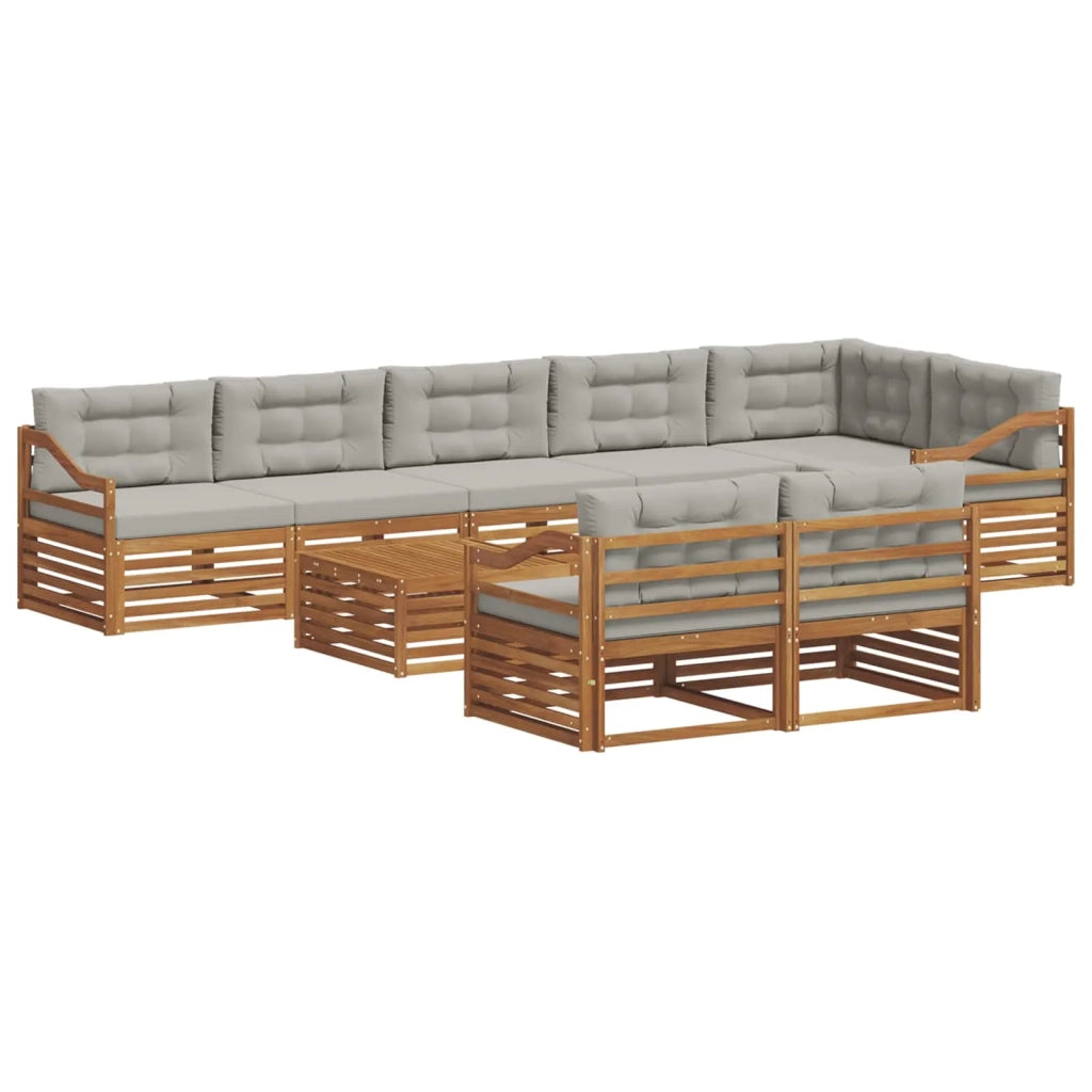Set di divani da esterno 9 pcs Grigio Naturale e Chiaro 3373716