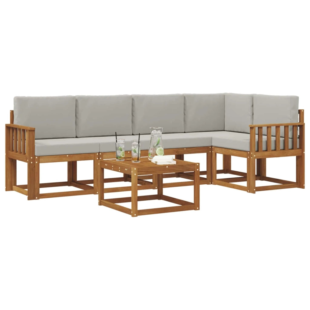Set di divani da esterno 6 pcs Grigio Naturale e Chiaro 3366424