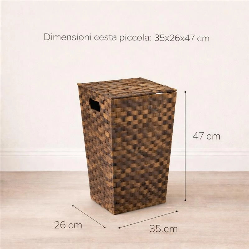 MA MAISON SET 3 CESTE PORTABIANCHERIA CON COPERCHIO IN VIMINI IN COLORE MARRONE