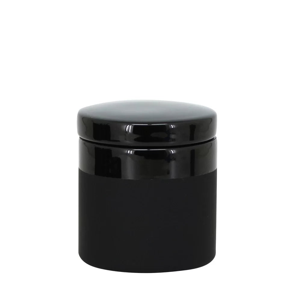 Barattolo porta cotone nero con coperchio - serie Black
