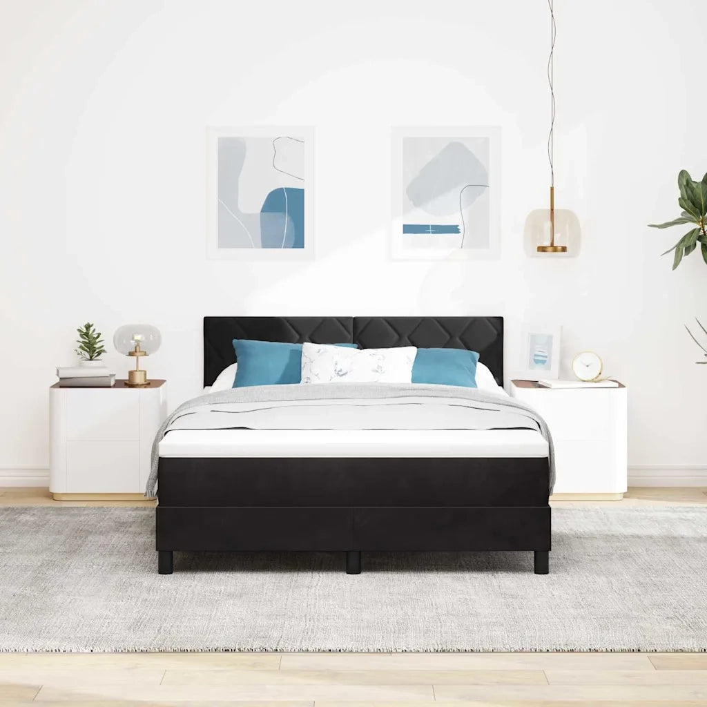 Letto a Sorgente LED con materasso Nero 140 x 200 cm Velluto 3342724