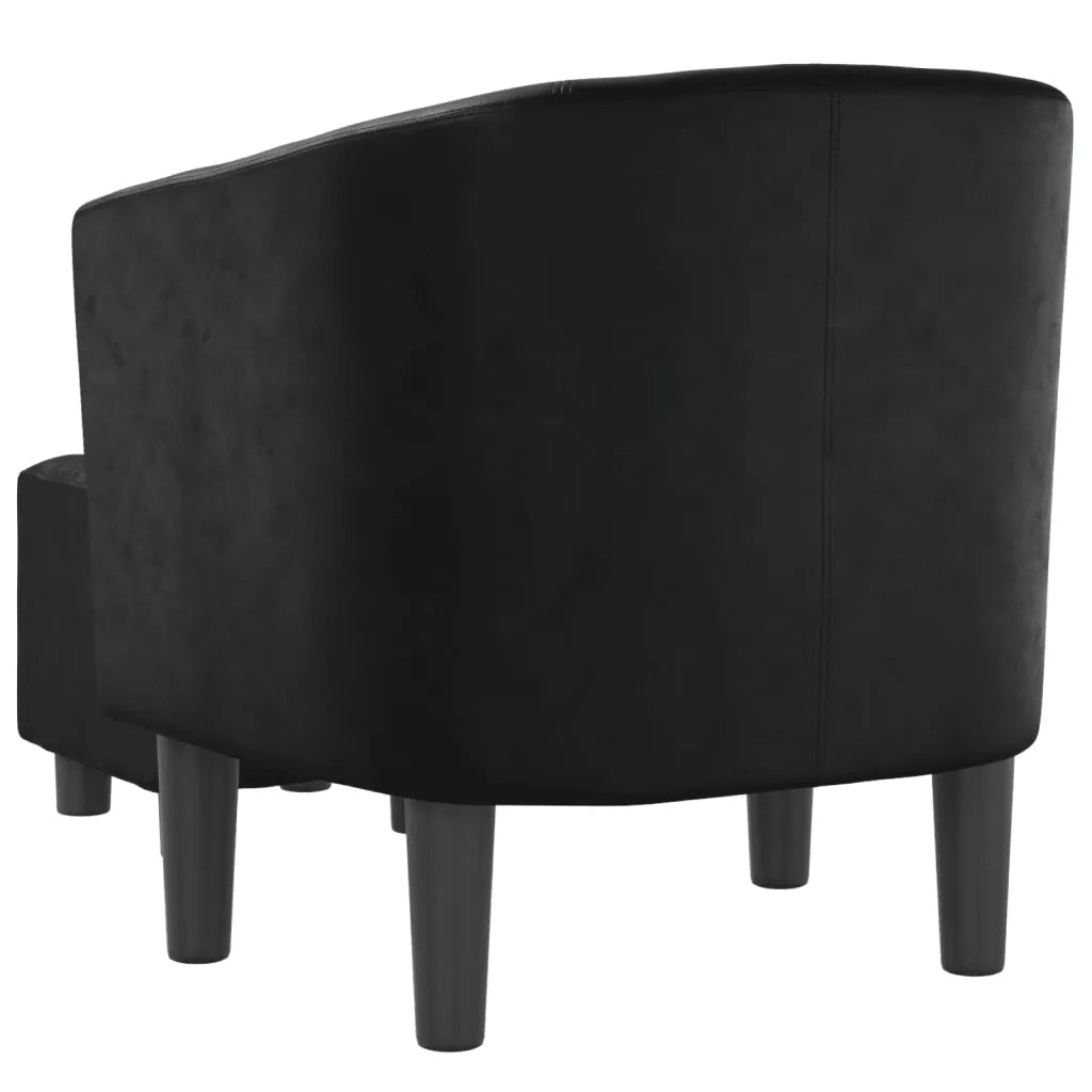 Poltrona Cabriolet e Poggiapiedi Nera Similpelle 356491