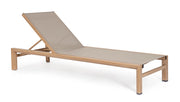 Lettino Prendisole da Esterno 74x200x98-32h cm Schienale a 4 Posizioni in Alluminio e Textilene Skipper Naturale