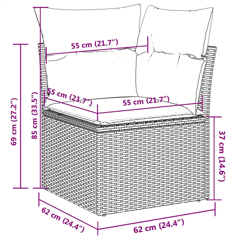 Set Divani da Giardino 10pz con Cuscini in Polyrattan Marrone 3219464