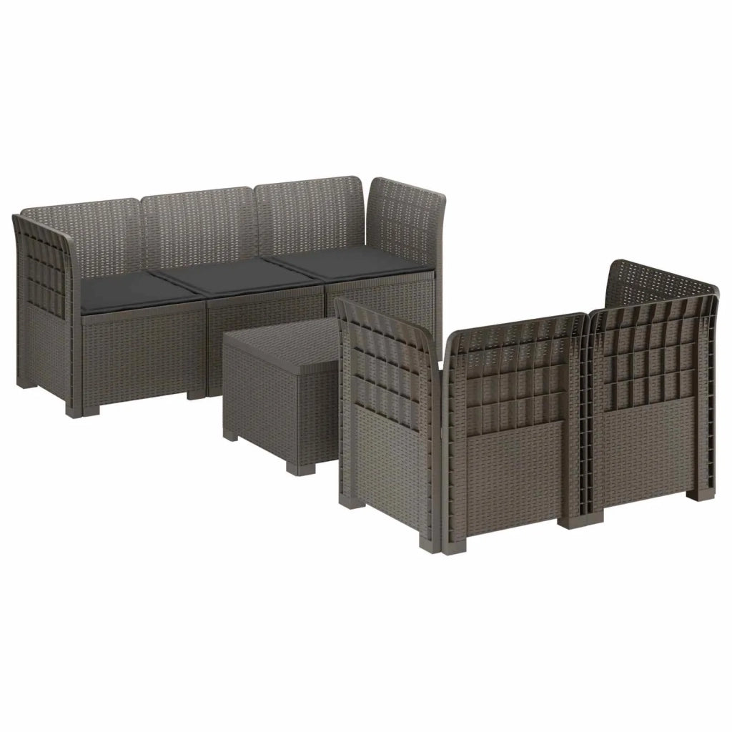 Divano da Giardino 5 Posti con Cuscini Stile Rattan PP 3443903