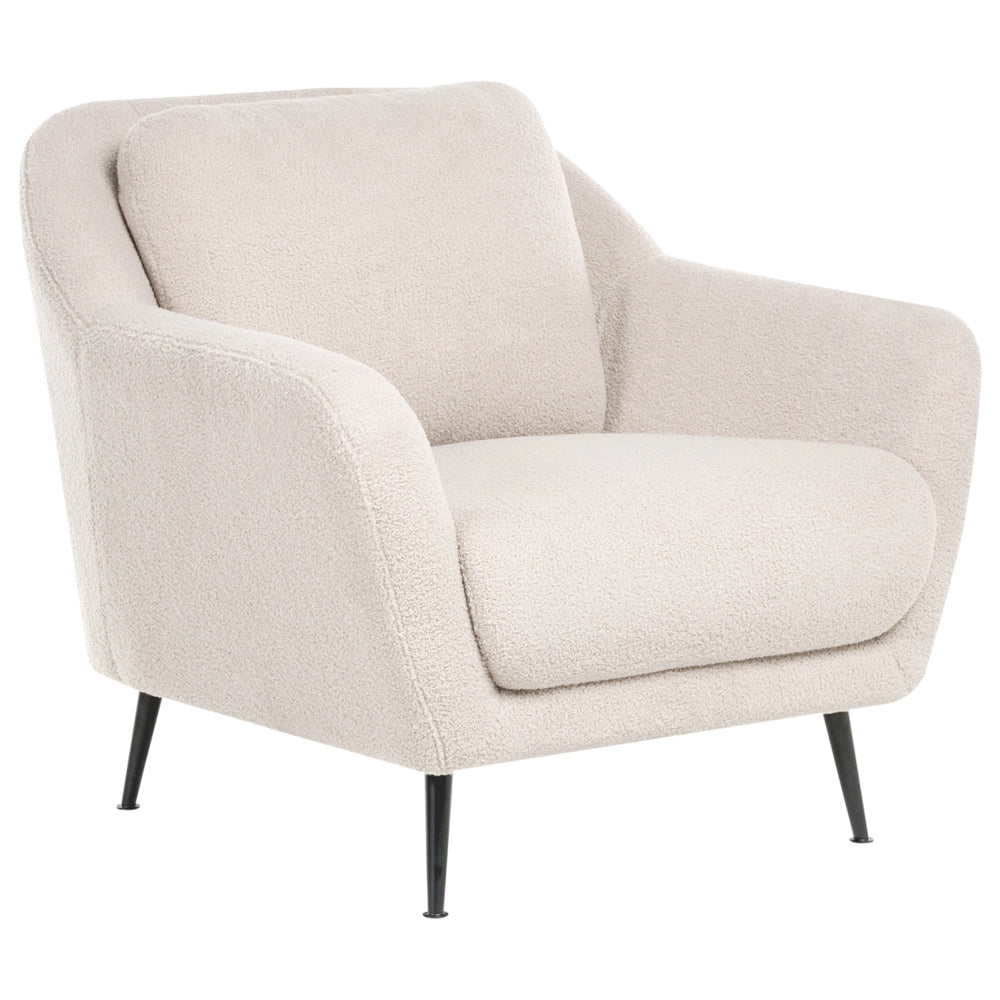 Set di divani a 3 posti boucle beige Gambe nere in ferro con braccioli Seduta spessa Stile moderno Soggiorno