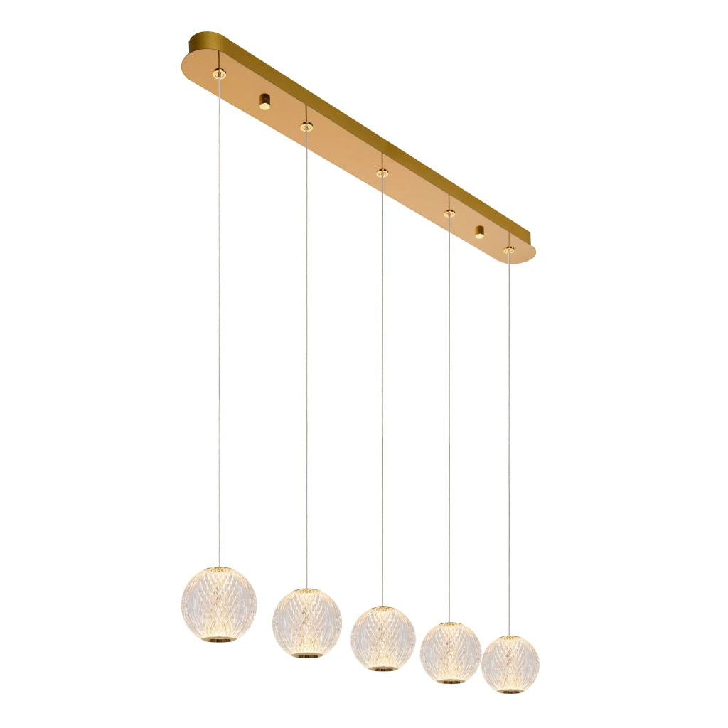 Lampada a sospensione Cintra sfere acrilico oro LED 21W Lucide