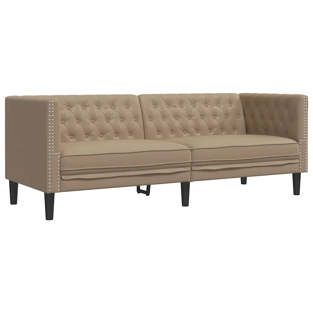 Poltrona Chesterfield a 3 Posti Cappuccino in Similpelle 372671