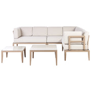 Set Divano da Esterno in Alluminio grigio e cuscini beige a 6 posti Patio Moderno