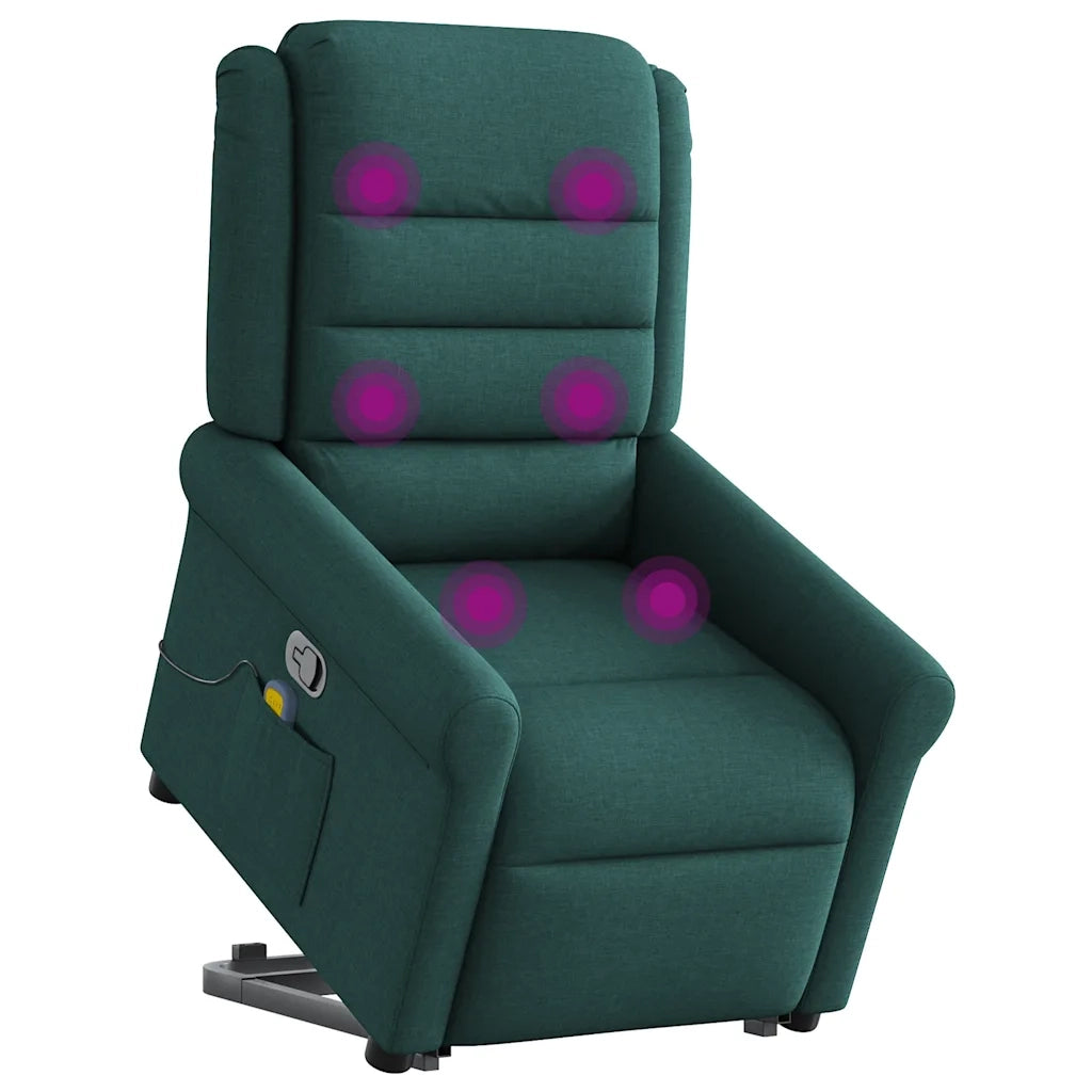 Poltrona Alzapersona Massaggiante Verde Scuro in Tessuto 3303330