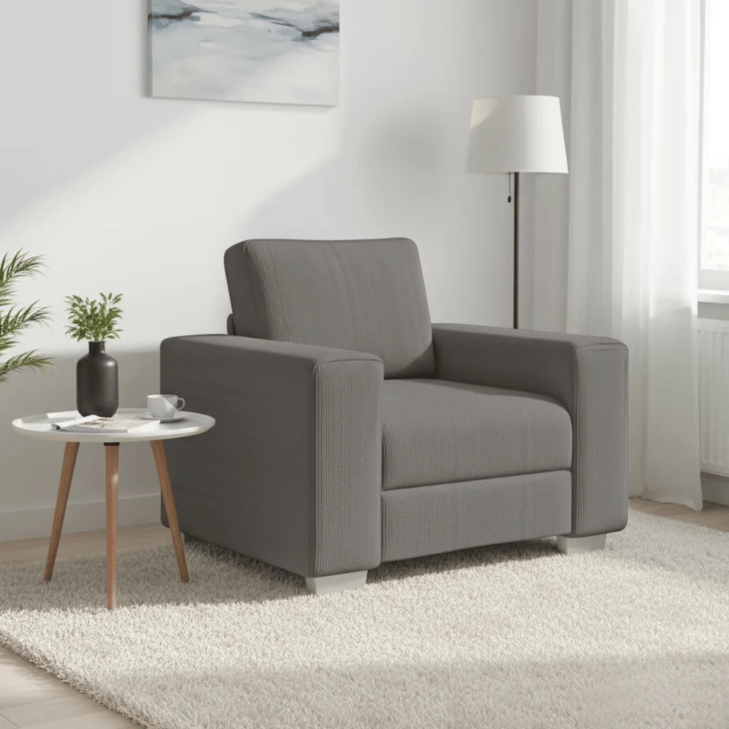 Divano Sedia-Poltrona-Sofa Relax Grigio Chiaro 60 cm Tessuto di Velluto a Coste