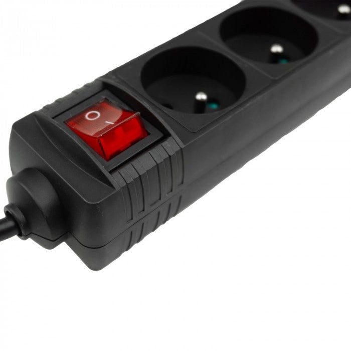 Multipresa 5 prese 5 m con terra interruttore nera Ecolight