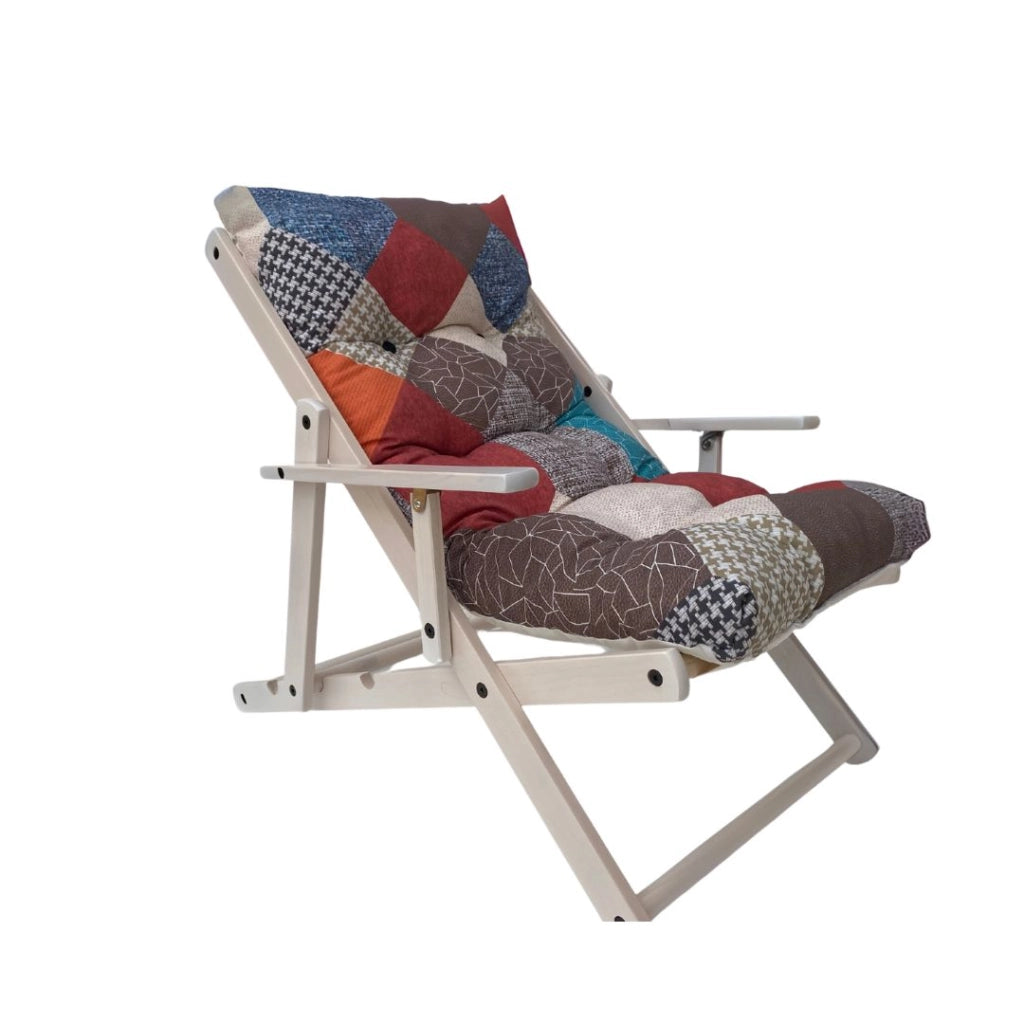 MAURY'S POLTRONA RELAX MAURYTCHWORK COMODONA IN LEGNO 3 POSIZIONI CON CUSCINO IMBOTTITO