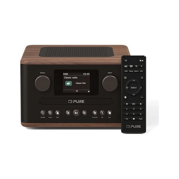 Compatto hi fi pure 255052 classic c d4 bluetooth coffee black e walnu