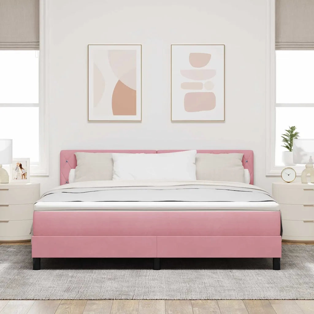 Letto a Sorgente LED con materasso Rosa 180 x 200 cm Velluto 3342607