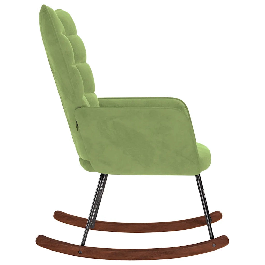 Sedia a Dondolo Verde Chiaro in Velluto 4016835