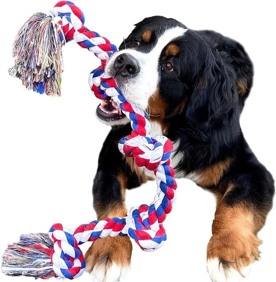 Giocattolo per Cani in Rete da 100CM per Cagne Aggressive - Giocattolo per Cani Duraturo XXL (5 Nodi)