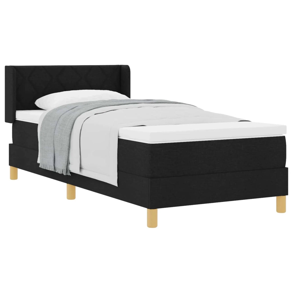 Letto a molle con materasso Nero 190 x 90 cm Poliestere