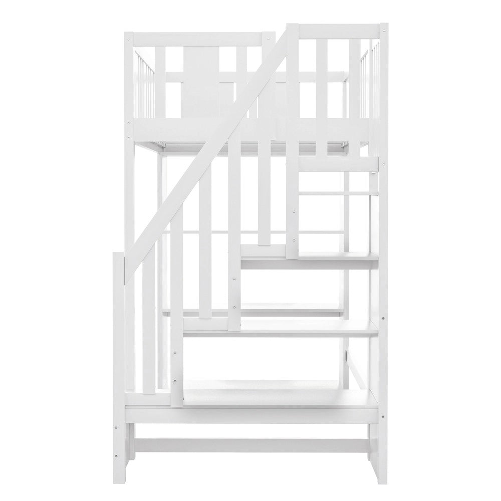 Letto a Soppalco con Contenitore ¨C MINIMAL ¨C Legno Bianco 90x200