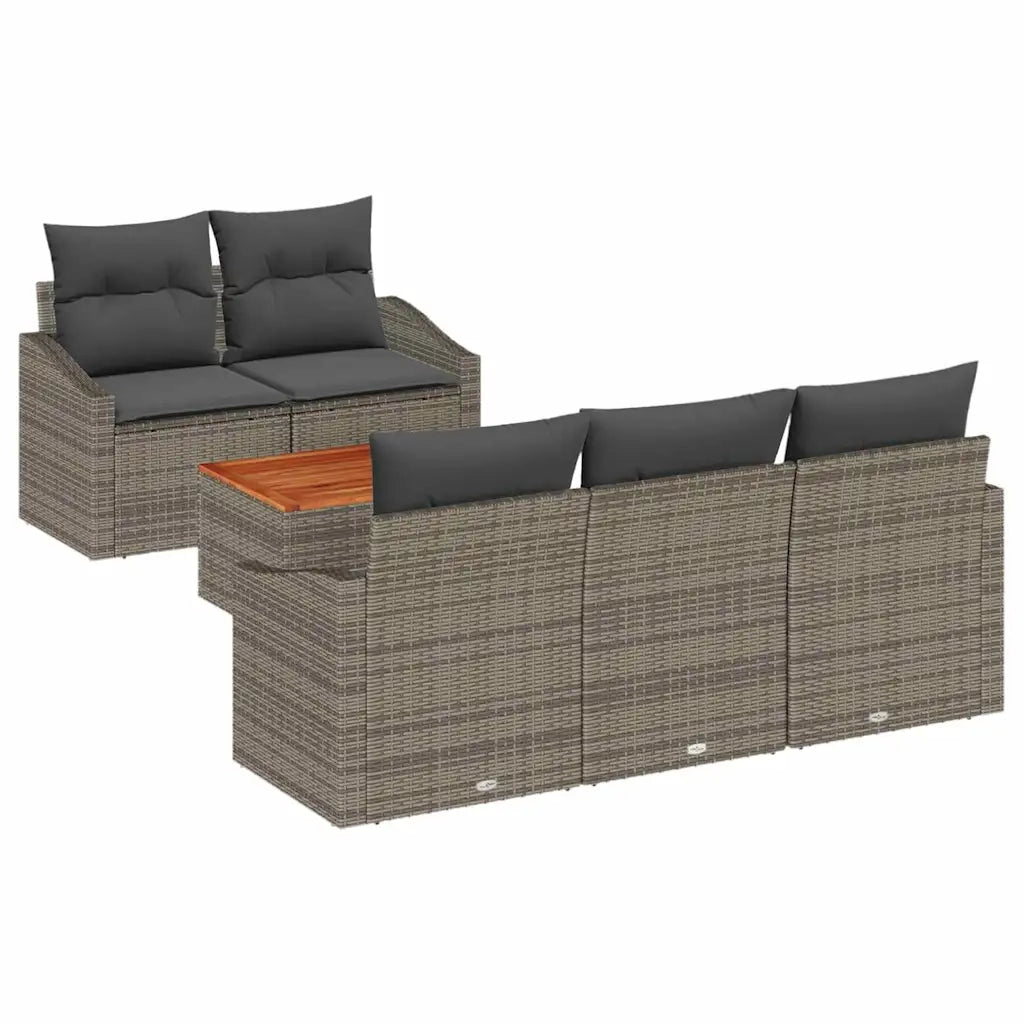 Set Divano da Giardino con cuscino 6 pcs Grigio polyrattan 3347769