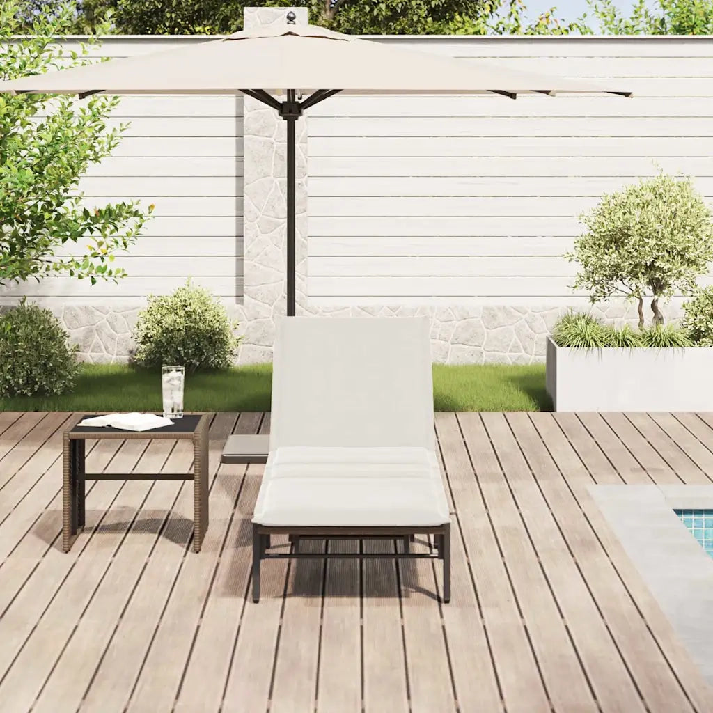 Lettino Prendisole con Cuscino Marrone in Polyrattan 4104080