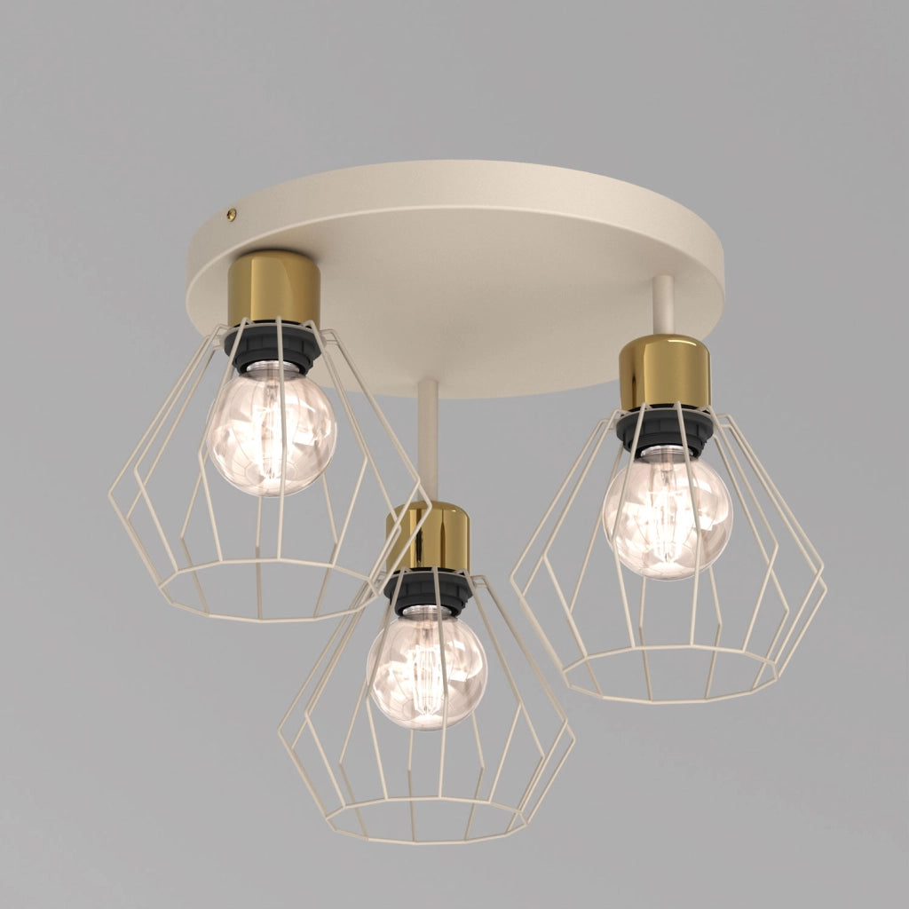 Plafoniera industriale Parkla 3 luci E27 beige oro Luminex