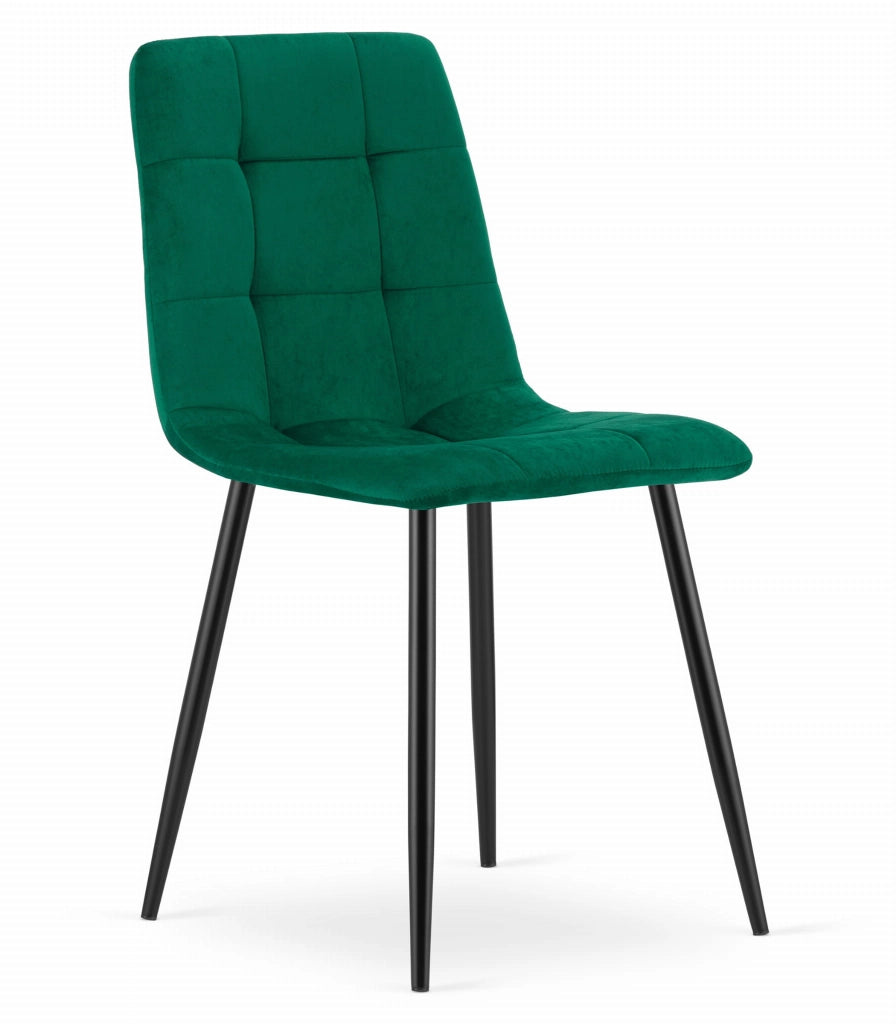 Sedia Valora PYRA in velluto verde scuro, design moderno x2