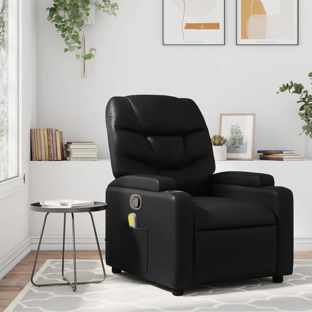 Poltrona reclinabile massaggiante in Similpelle Nera 3205643