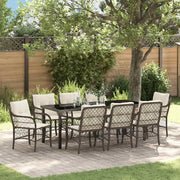 Set da Pranzo per Giardino con cuscino 9 pcs Marrone polyrattan 3380217