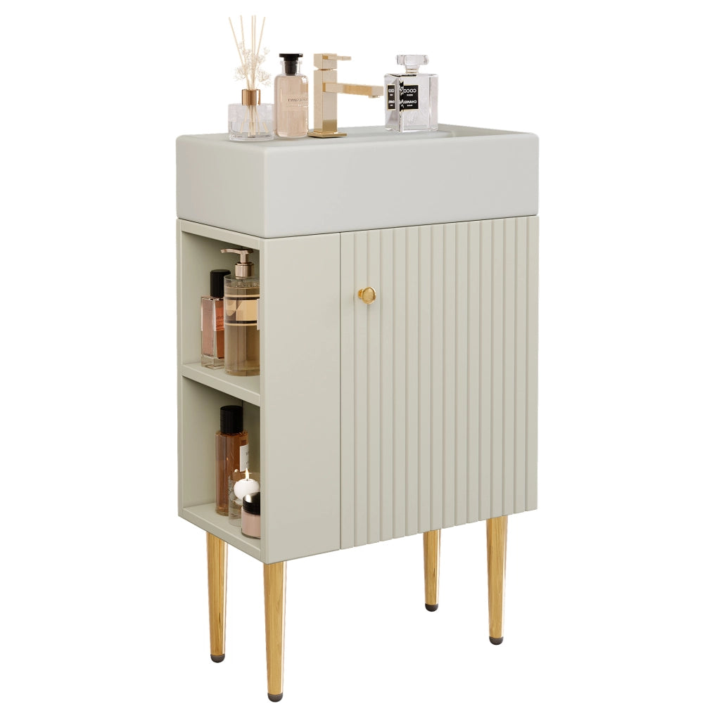 Mobile bagno con lavabo integrato; pannello tridimensionale; MDF; bianco
