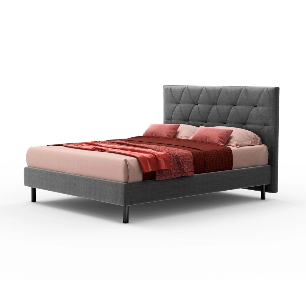 Letto Cody matrimoniale contenitore con testiera trapuntata colore grigio