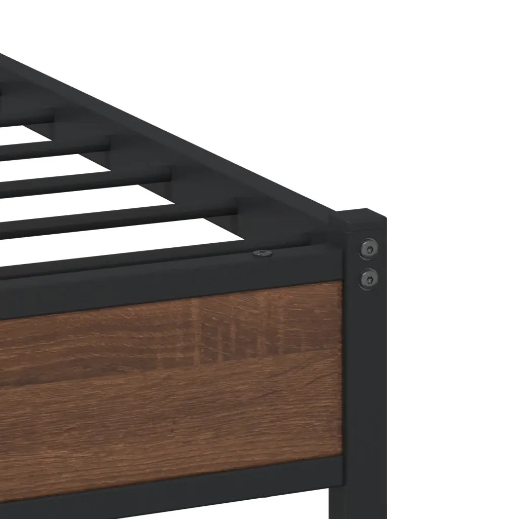 Letto singolo | Letto per adulti | Giroletto senza Materasso in Metallo Rovere Marrone 100x190 cm