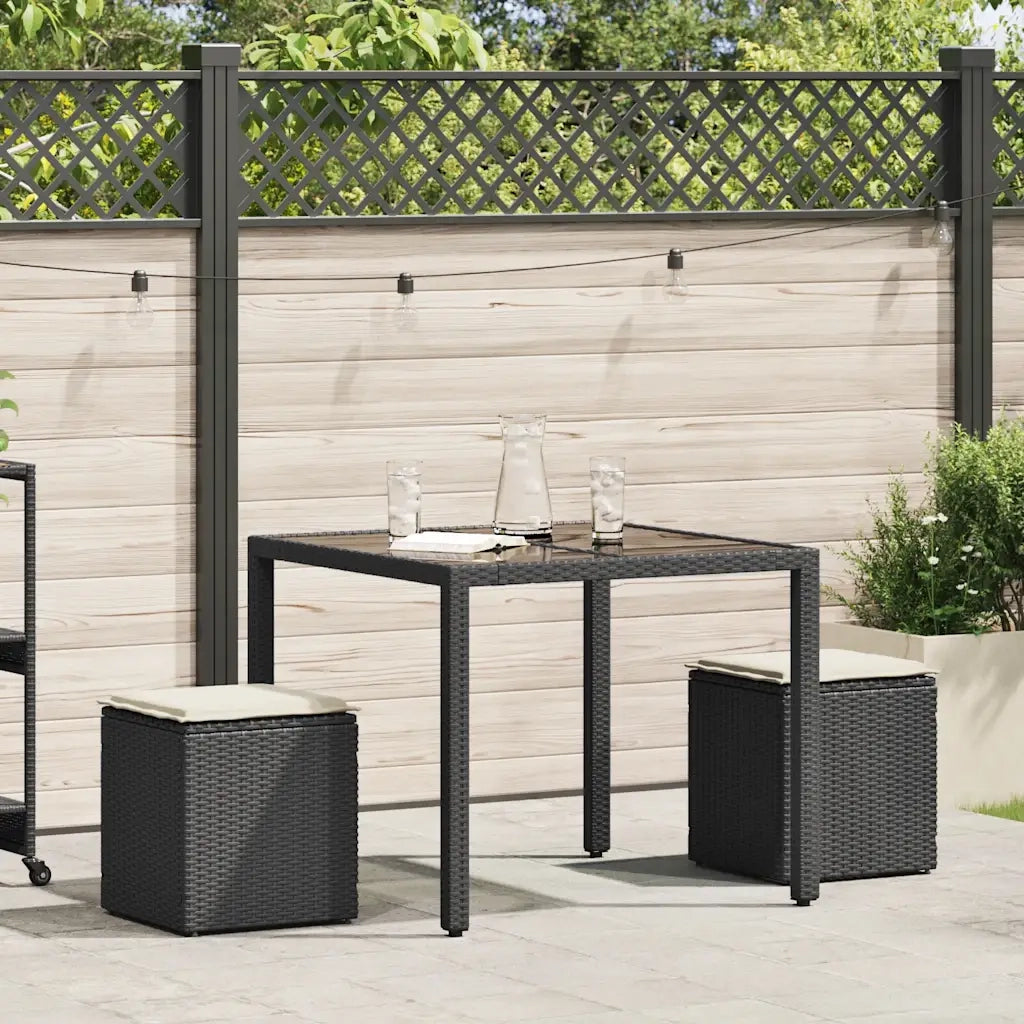 Sgabelli Giardino con Cuscini 2 pz Nero 40x40x43 cm Polyrattan CFW2945217