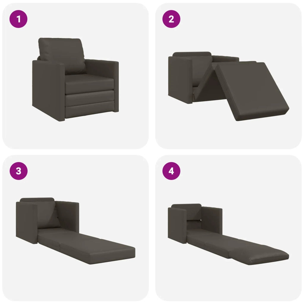 Divano letto | Sof¨¤ letto | Letto singolo 60cm Grigio Pelle Artificiale