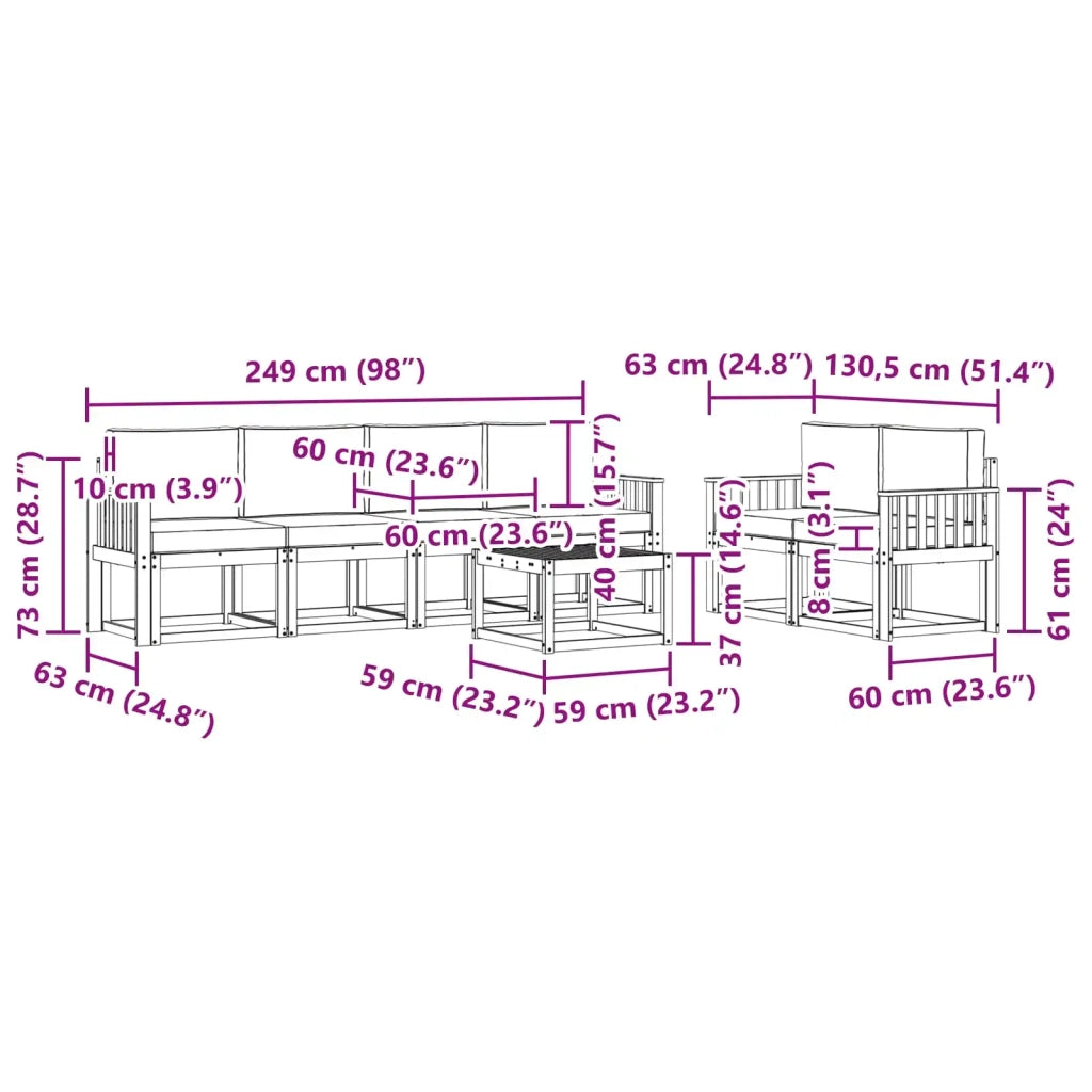 Set di divani da esterno 7 pz Bianco e Antracite 3387276