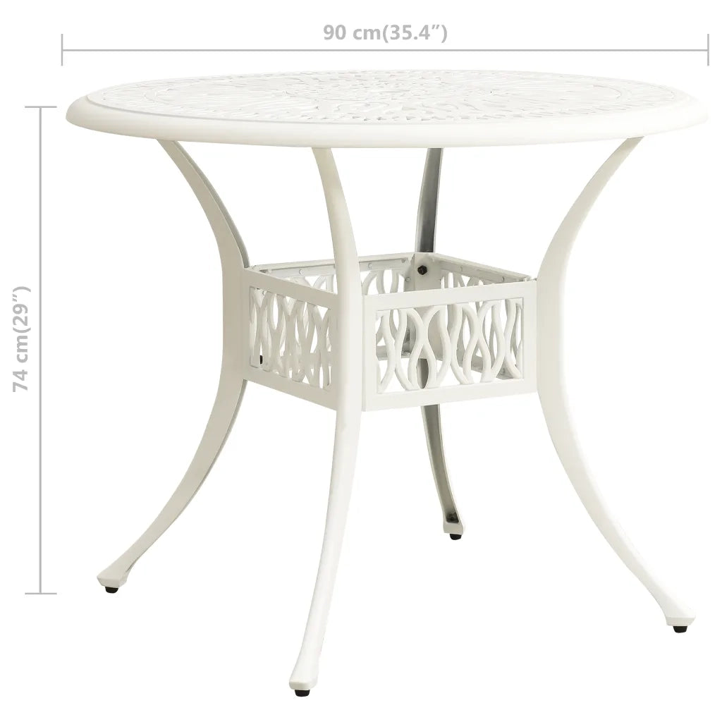 Tavolo da Giardino | Tavolino da esterno Bianco 90x90x74 cm in Alluminio Pressofuso