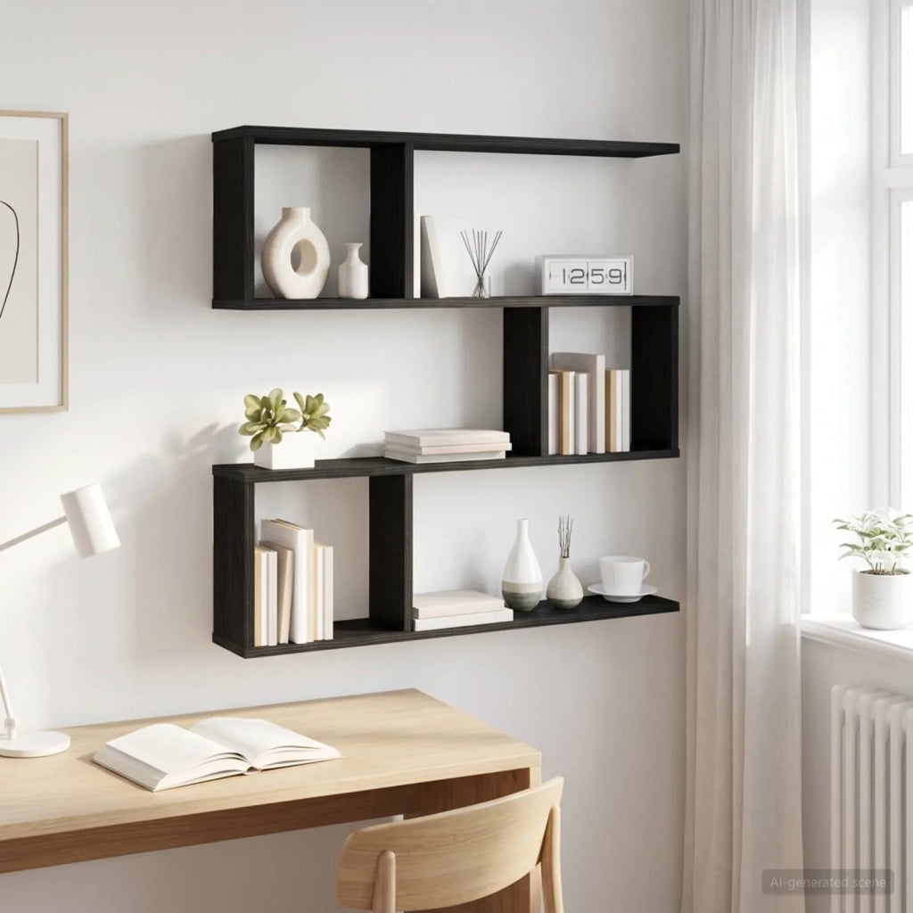 Scaffale da parete Rovere Nero 80 x 12 x 79,5 cm 8012277