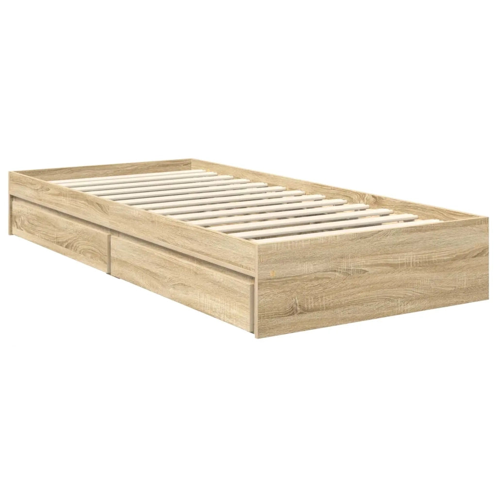 Letto con Contenitore con testiera Rovere Sonoma 90 x 190 cm 3411252