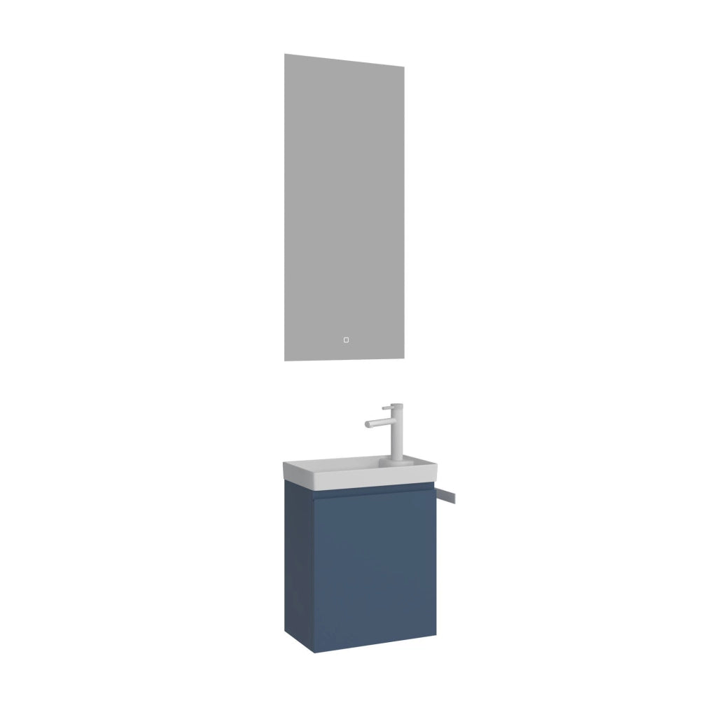 Set mobile lavabo con specchio (2 pezzi) "Ferla 40" - 40 x 22 x 50 cm - Blu opaco