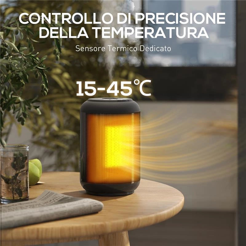 RISCALDATORE ELETTRICO E REGOLABILE A 3 MODALITÓ CON TIMER 24H, IN PP E PA IGNIFUGO, 14X14X21.5 CM, NERO