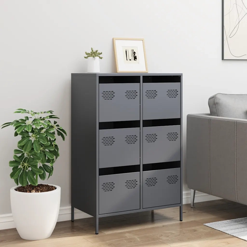 Credenza Antracite 68x39x101,5 cm Acciaio