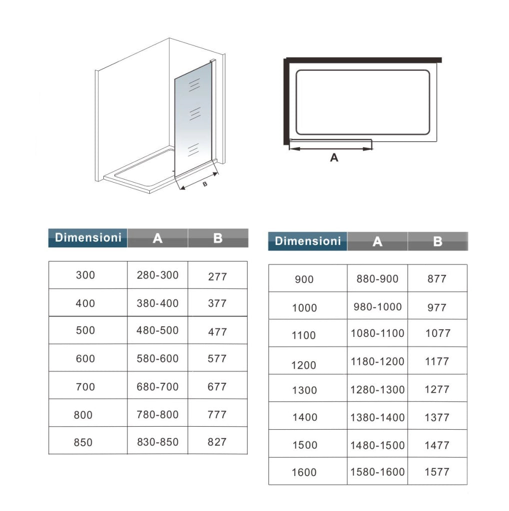 Box Doccia Walk In 80x200 cm Parete Fissa Vetro 10 mm Trasparente Anticalcare Oro Spazzolato Barra Stabilizzatrice 140 cm