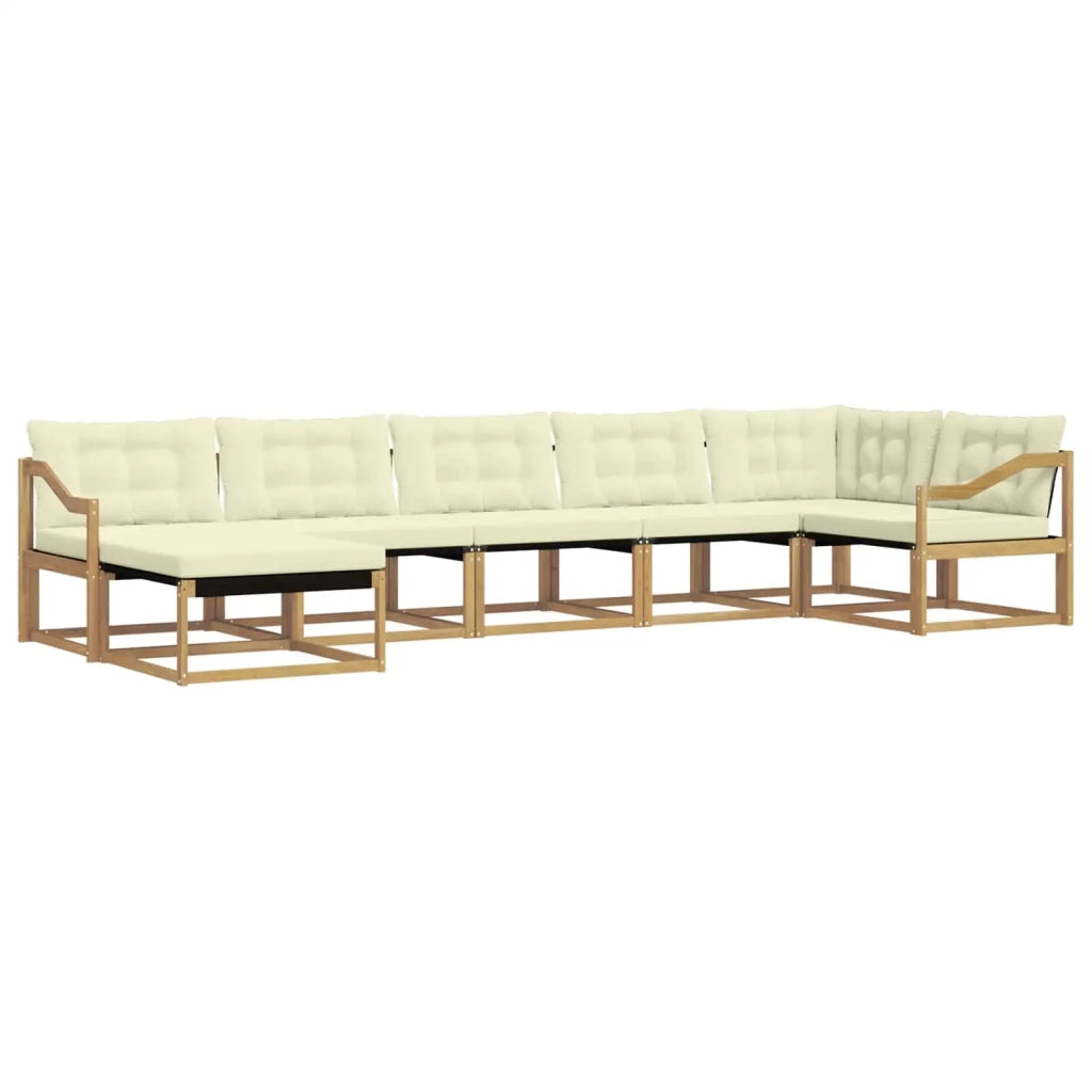 Set di divani da esterno con cuscino 7 pcs Bianco e Crema 3388908