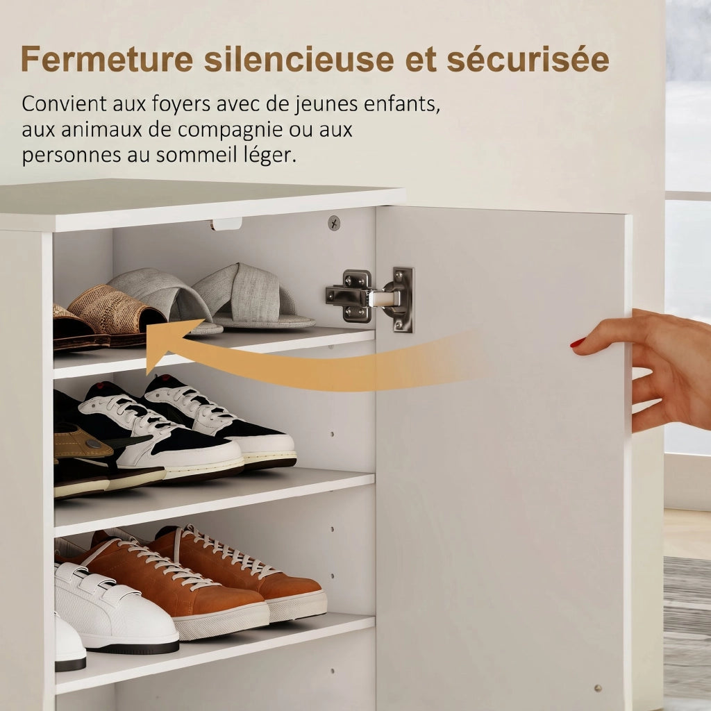 Scarpiera 14 paia con 6 ripiani regolabili e 2 ante ¨C Minimal ¨C Bianco