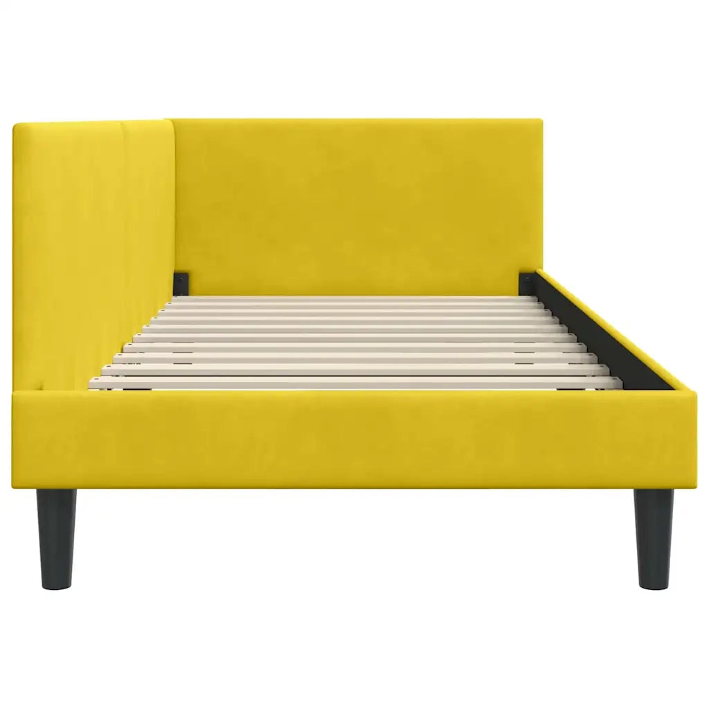 Cornice del letto ad angolo Giallo 90 cm x 200 cm Velluto 42016232